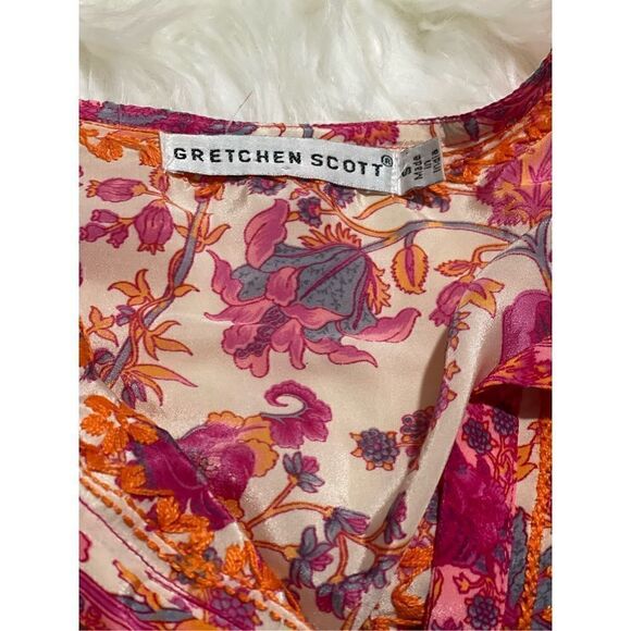 Gretchen Scott boho floral Embroidered tunic top 3/4 sleeve S - Picture 6 of 8